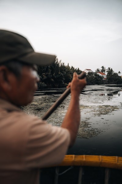 Rowing in a lake.