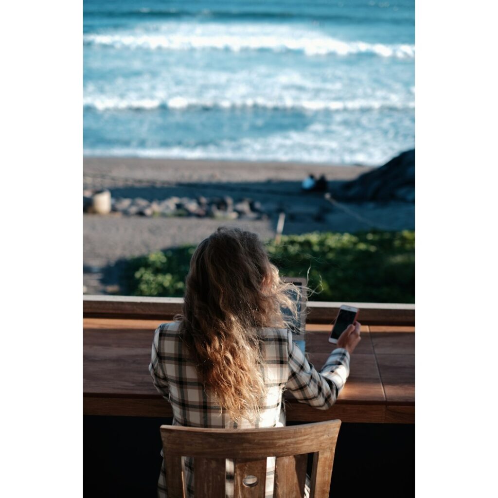 A person at an independent location for remote workers.