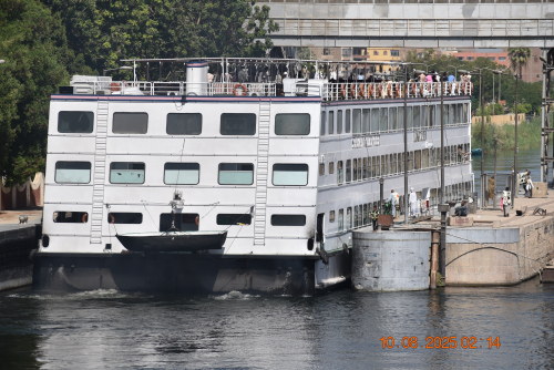 A cruise ship going through the lock during a Egypt Nile River cruise.