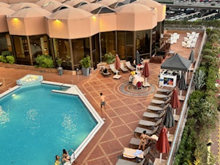 Pool view of the hotel