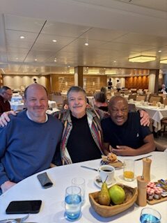 A moment with friends at dinner during my Viking River Cruise.