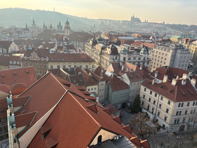 View from the Astronomical clock tower watching the city of Prague, Czech Republic.