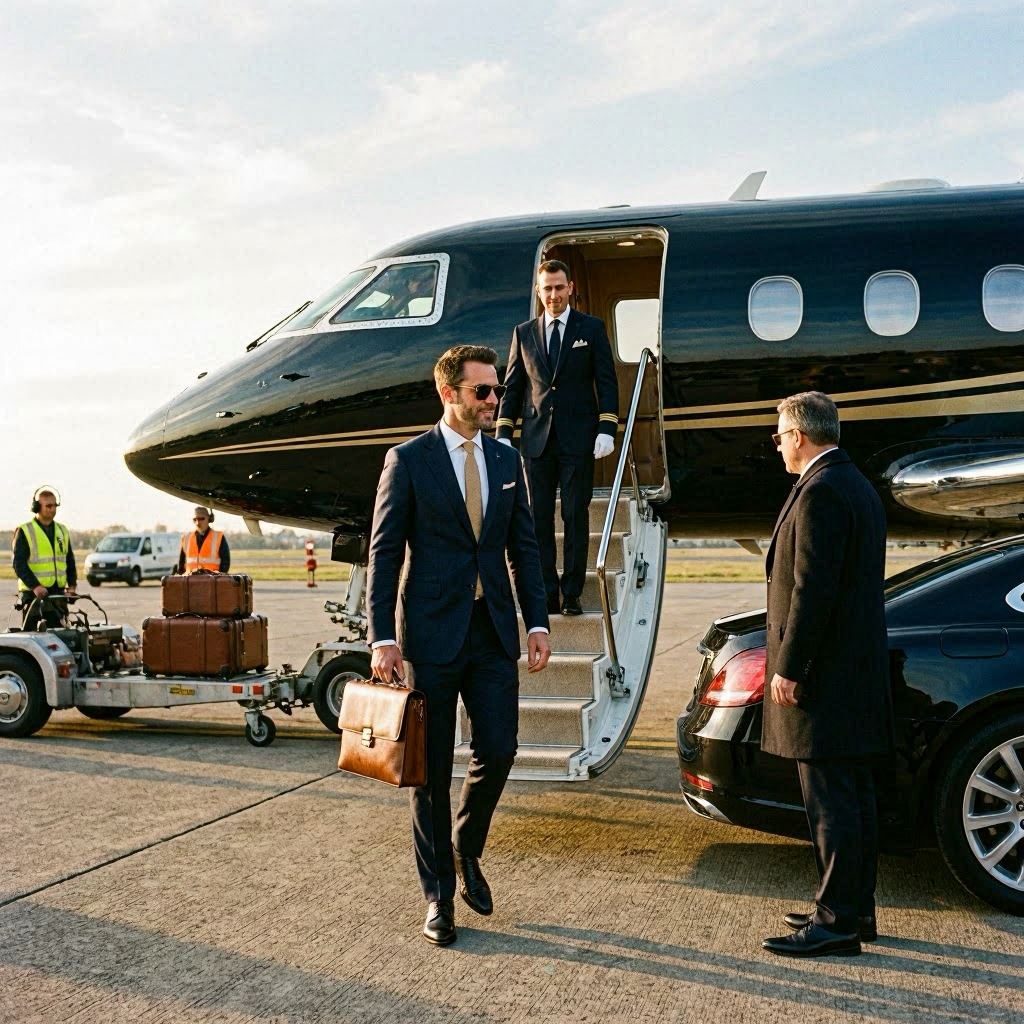 A client benefiting from a personalized luxury travel planning experience and traveling on a personal jet.